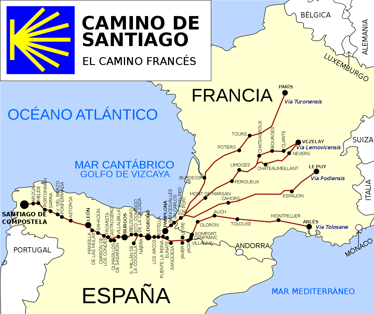 Jakobsveien i Spania og Frankrike