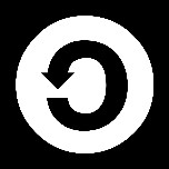 Bildet kan inneholde: symbol, sirkel, svart og hvit, font, logo.