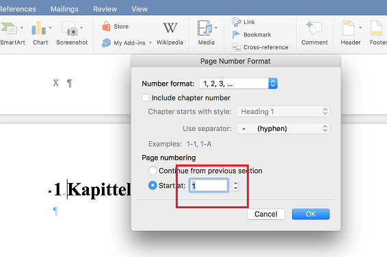 add page numbers in word for mac